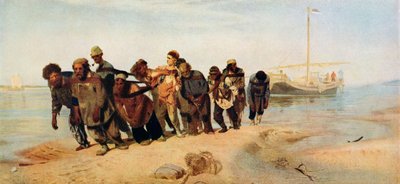 Convicts Pulling a Boat Along the Volga River, Russia, 1873 by Ilya Efimovich Repin